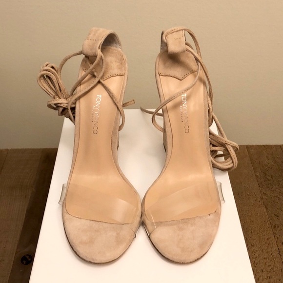 Tony Bianco KENDALL Heel Clear Blush Suede 5.5 - Picture 4 of 8